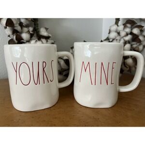 Rae‎ Dunn Artisan Collection Coffee/Tea Mug Set - Yours & Mine, Anniversary